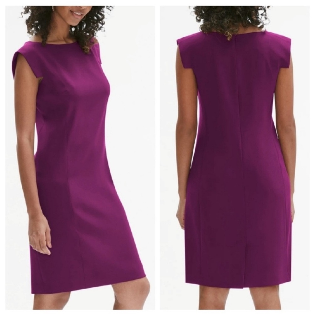 MM Lafleur Plum Cap-Sleeve Sheath Dress